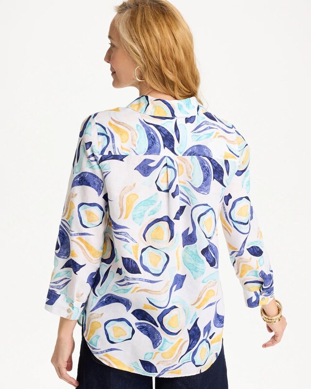 No Iron Linen Handpainted Print Shirt - image 3